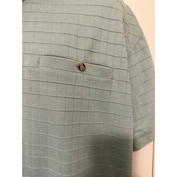 Vintage Safe Harbor Polo Shirt L – Sage Green Knit Cotton Blend Retro Style - Picture 4 of 7